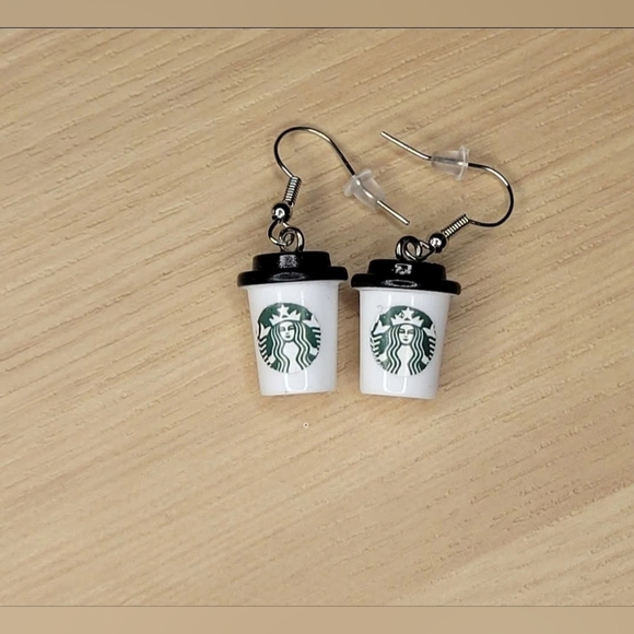 Fun Coffee Cup Dangling Earrings - Picture 1 of 4